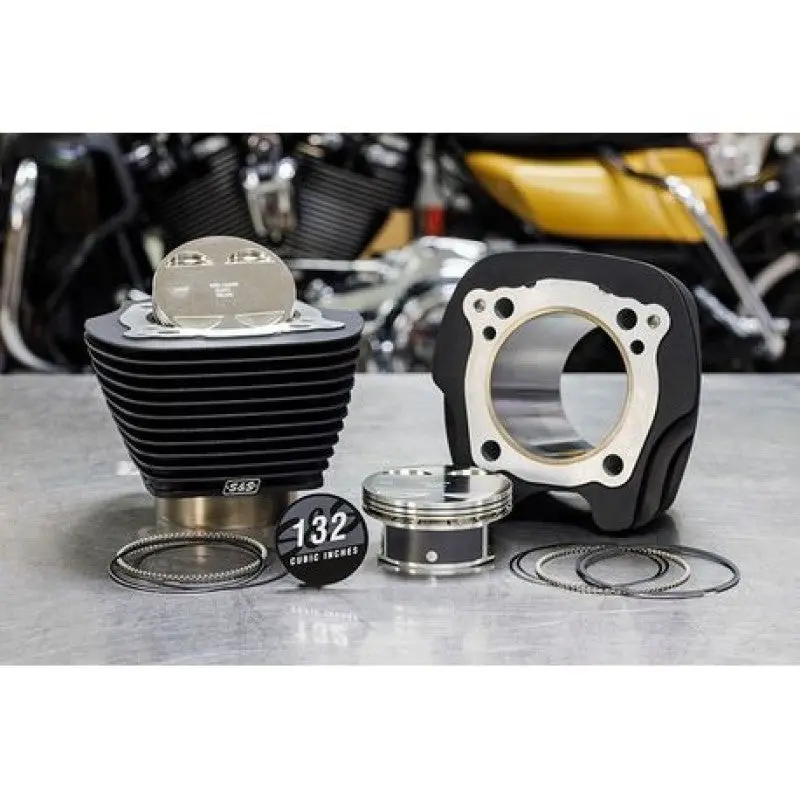 S&S Cycle 2017+ M8 Models 4.320In Bore 4.500In Stroke Cylinder Kit - Wrinkle Black W/O Highlight 1