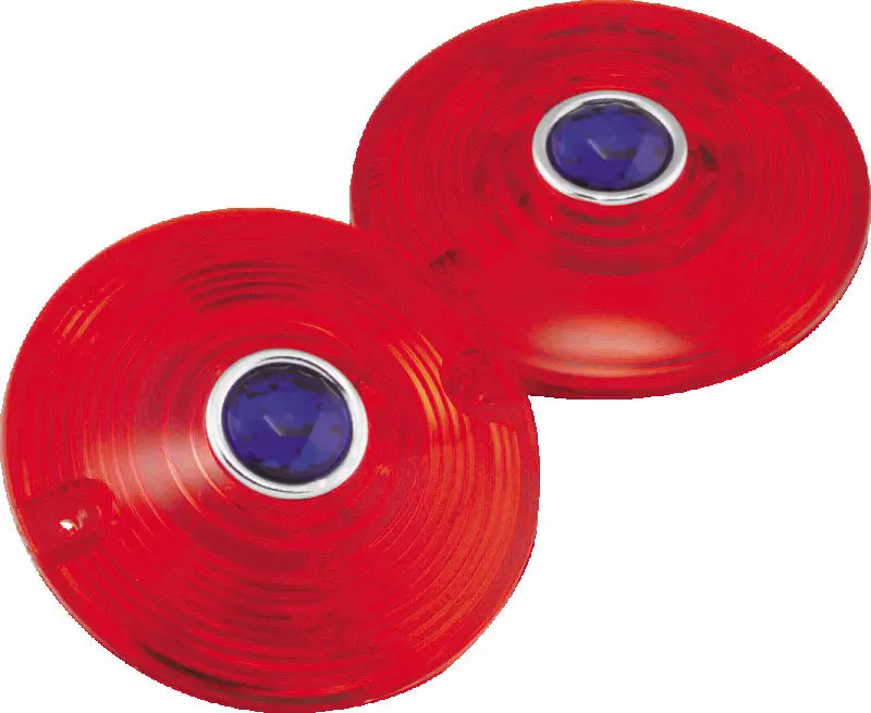 Bikers Choice 86-17 Flh Flt Flst Red Turn Signal Lens With Blue Dot Pr 1