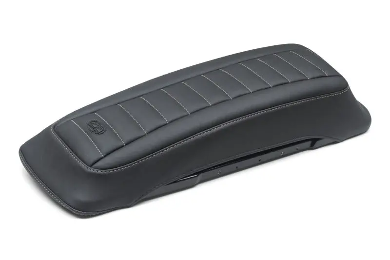 Mustang 97-13 Hd Fl Touring Saddlebag Tour-Pak Lid Covers (Pair) Deluxe - Black W/ Grey Stitching 1