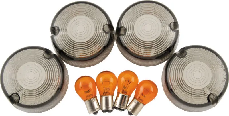Bikers Choice 86-99 Fxst 86-01 Fxd Fxr Xl Smoked Turn Signal Lens/Amber Bulb Kit Repl H-D 69306-02 1