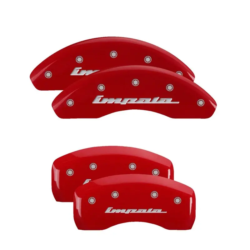 Mgp 4 Caliper Covers Engraved Front & Rear Impala Red Finish Silver Ch 1