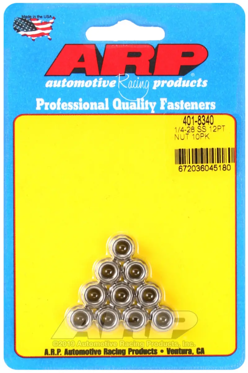 Arp 1/4-20In Ss 12Pt Nut Kit (10/Pkg) 1