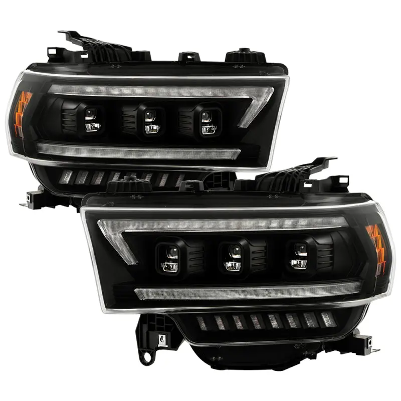 Spyder 19-22 Dodge Ram 2500/3500 (Halogen Model Only) Proj. Headlights (Pro-Yd-Dr19hdhalap-Seq-Bk) 1