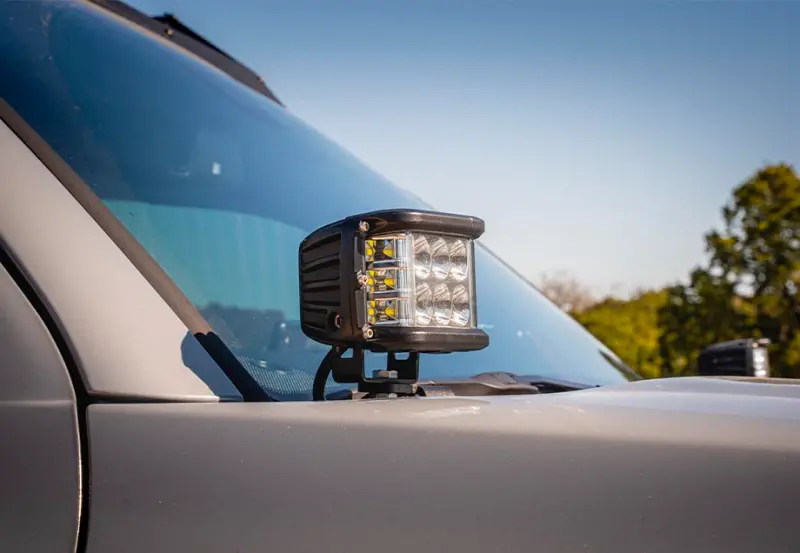 Cali Raised 10-24 Toyota 4Runner Low Profile Led Ditch Light Brackets Kit - Brackets W/ 27W Side Pro 1
