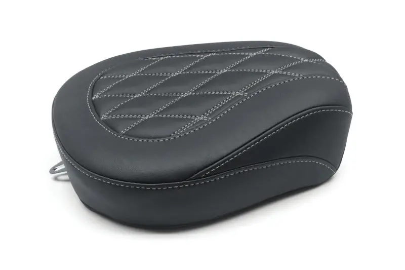 Mustang 08-21 Harley Wide Tripper Fl Touring Passenger Seat W/Grey Diamond Stitch - Black 1
