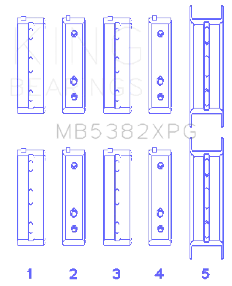 King Subaru Ej20/Ej22/Ej25 (For Thrust In #5 Position) Tri-Metal Perf Main Bearing Set - Size +0.5Mm 1