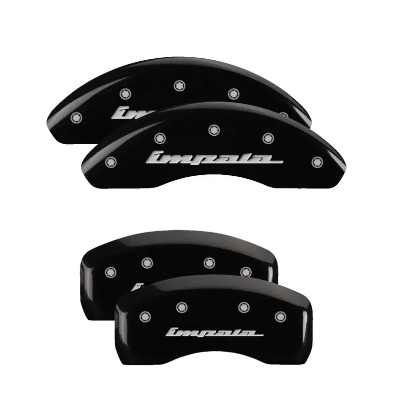 Mgp 4 Caliper Covers Engraved Front & Rear Impala Black Finish Silver Ch 1