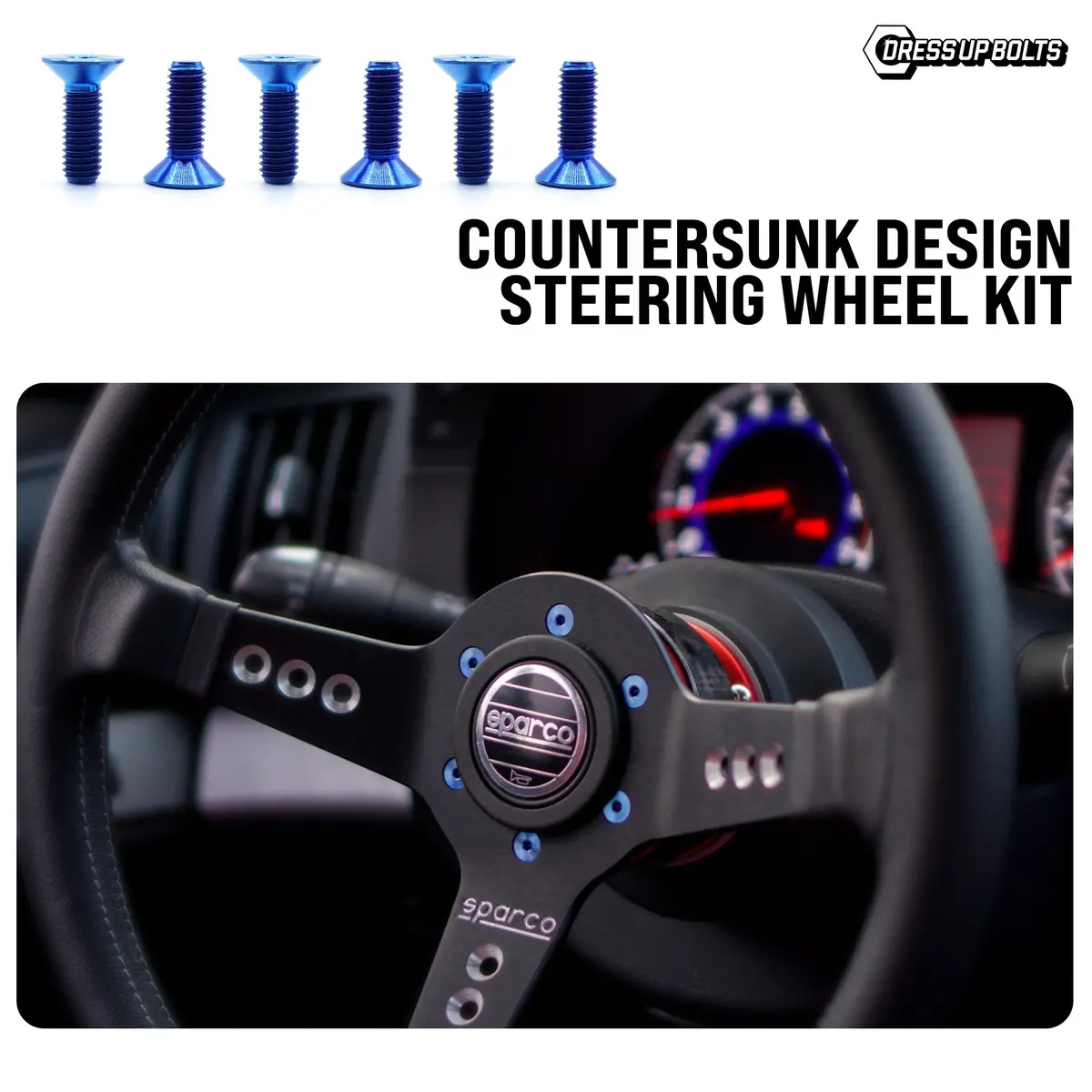Dress Up Bolts Titanium Hardware Steering Wheel Kit - Countersunk Design 1