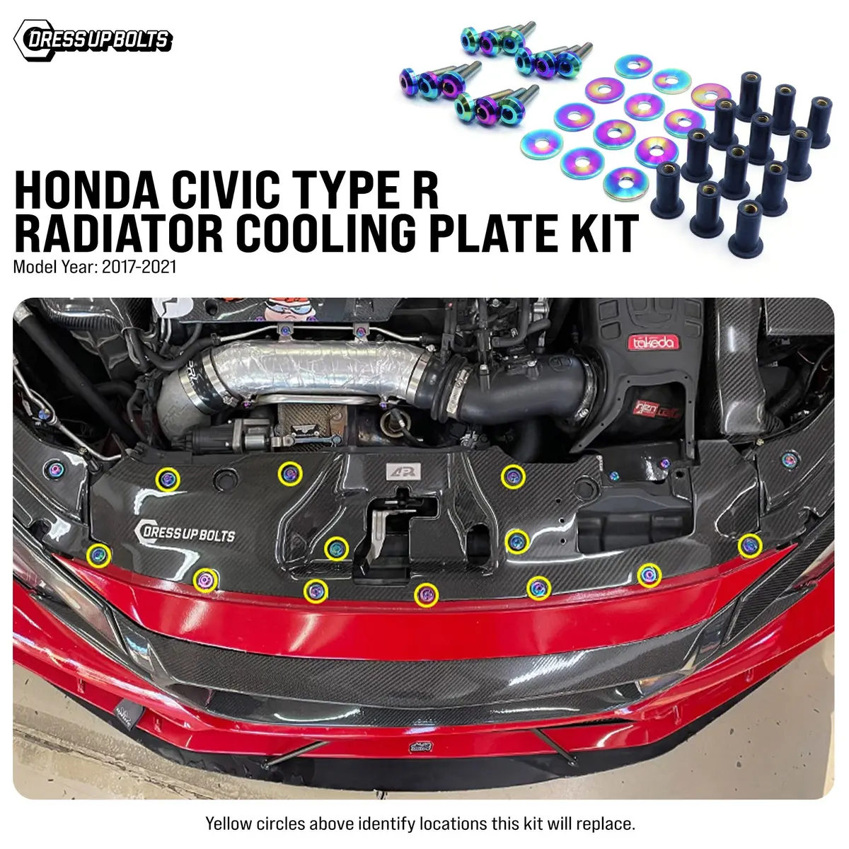 Dress Up Bolts Titanium Hardware Cooling Plate Kit For 17-21 Honda Civic Type R [Fk8] 1