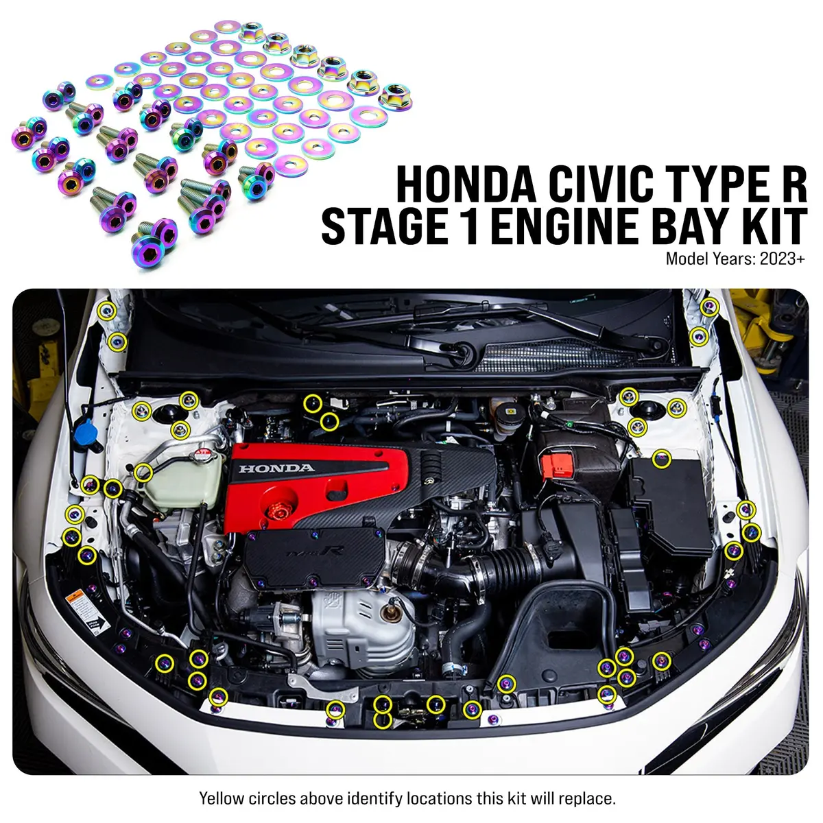 Dress Up Bolts Stage 1 Titanium Hardware Engine Bay Kit For 23+ Honda Civic Type R [Fl5] 1