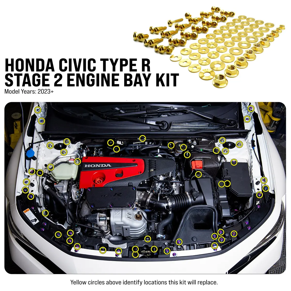Dress Up Bolts Stage 2 Titanium Hardware Engine Bay Kit For 23+ Honda Civic Type R [Fl5] 1
