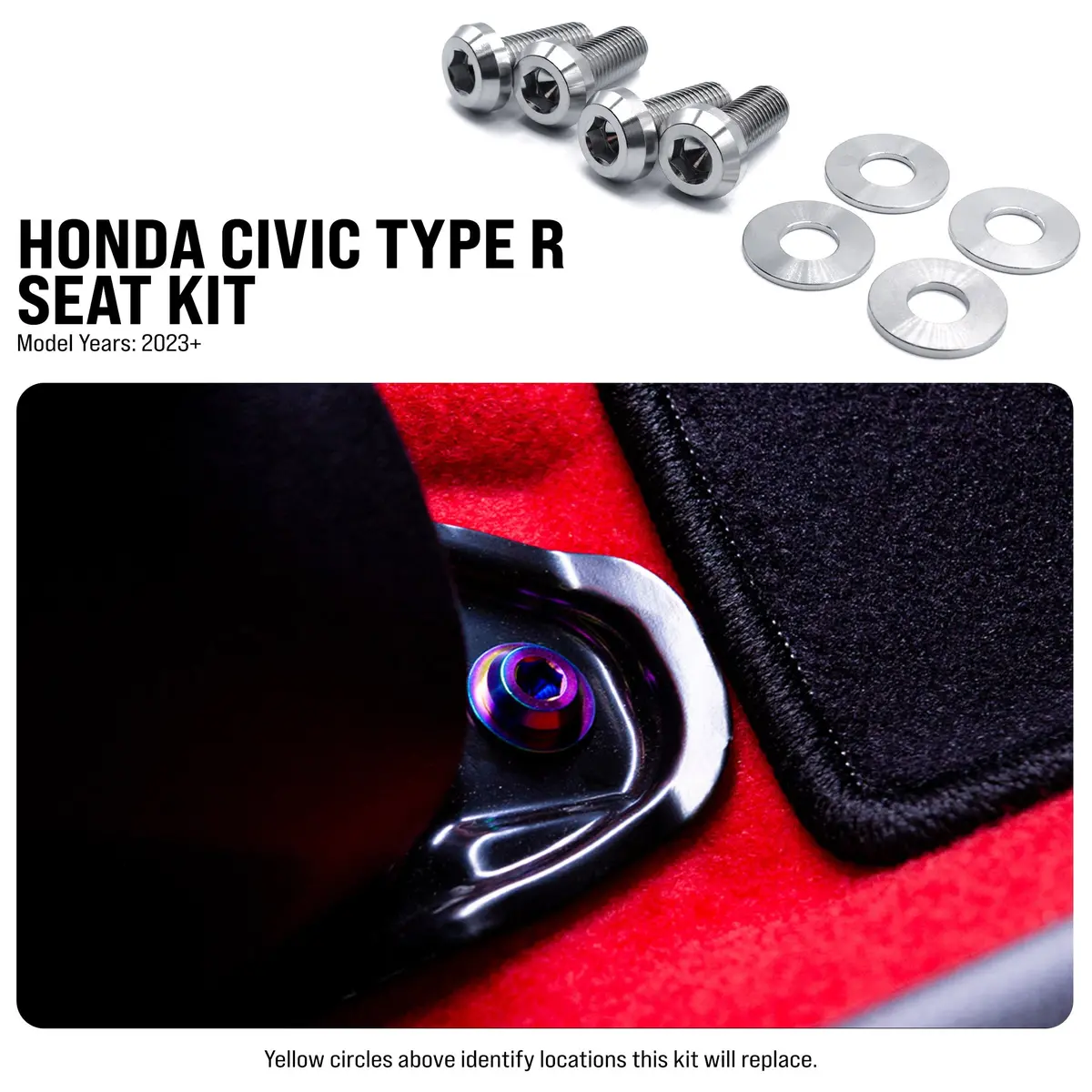 Dress Up Bolts Titanium Hardware Seat Kit For 23+ Honda Civic Type R [Fl5] 1