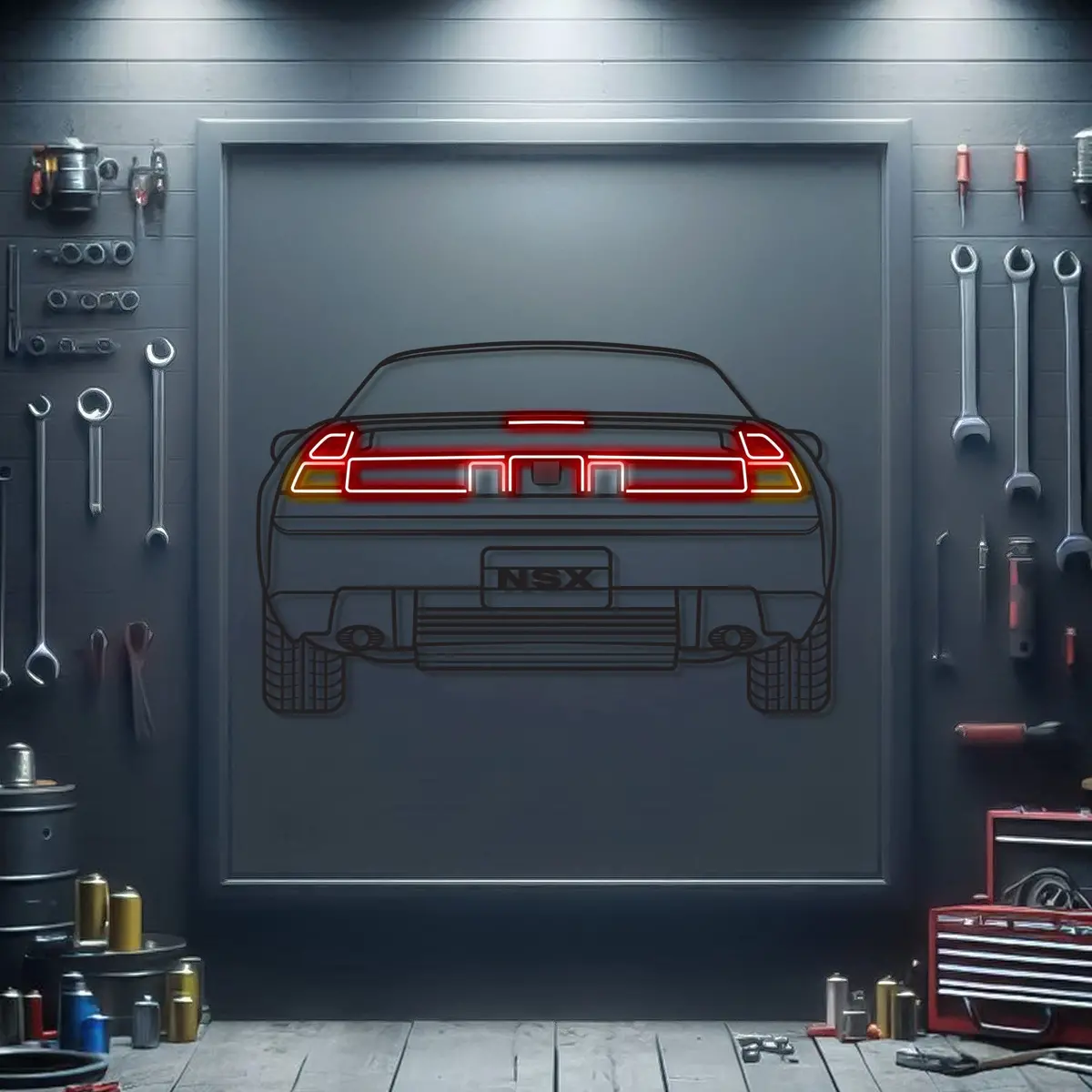 Nsx Back View Metal Neon Car Wall Art - Mtn0194 1