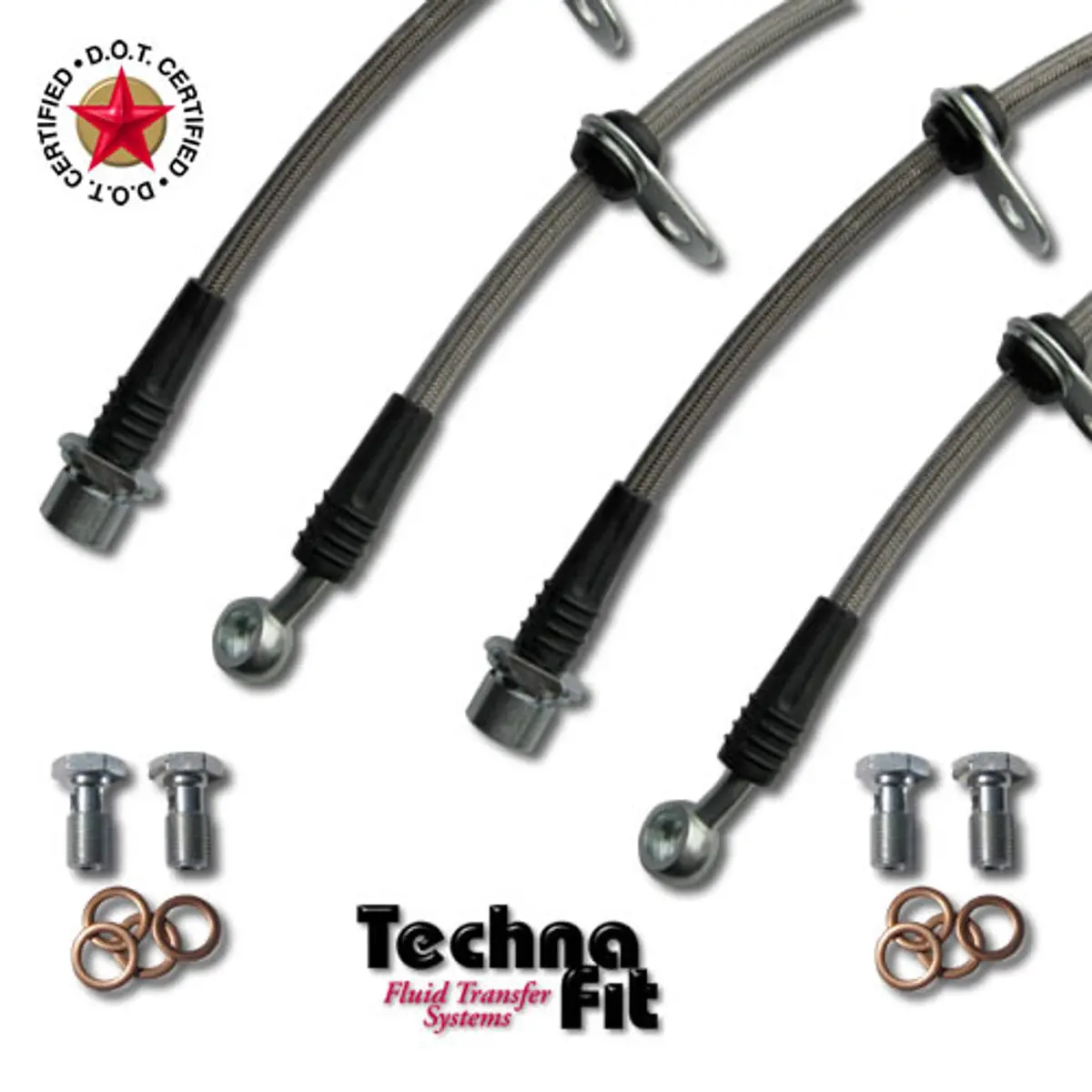 Technafit Stainless Steel Braided Brake Lines (Front & Rear) For 2012-2015 Honda Civic Si 1