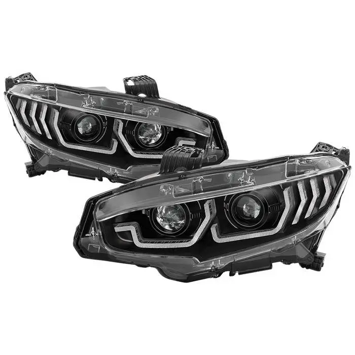 Spyder Signature Led Projector Headlights W/ Sequential Turn Signal For 16-21 Honda Civic 1