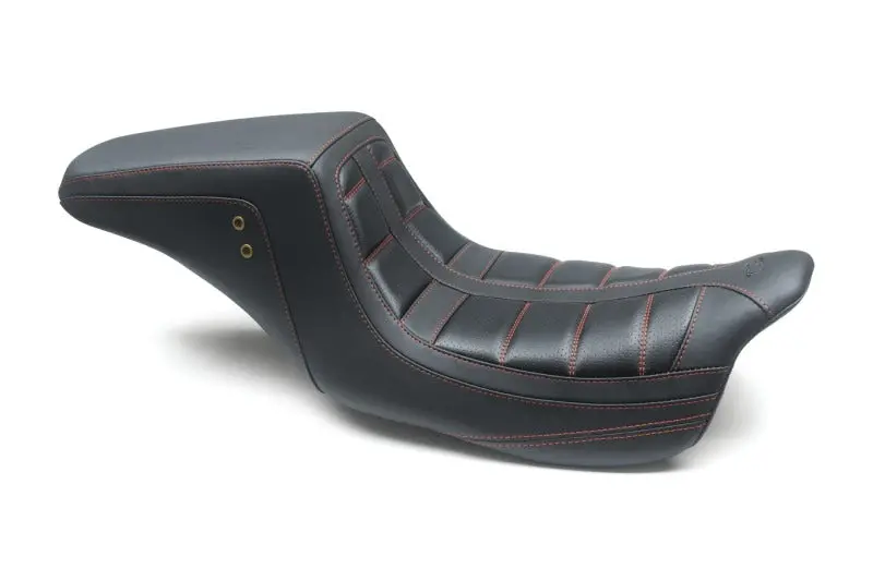 Mustang 08-21 Hd Electra Glide,Rd Glide,Rd King,St Glide Squareback 1Pc Seat - Black W/Red Stitching 1