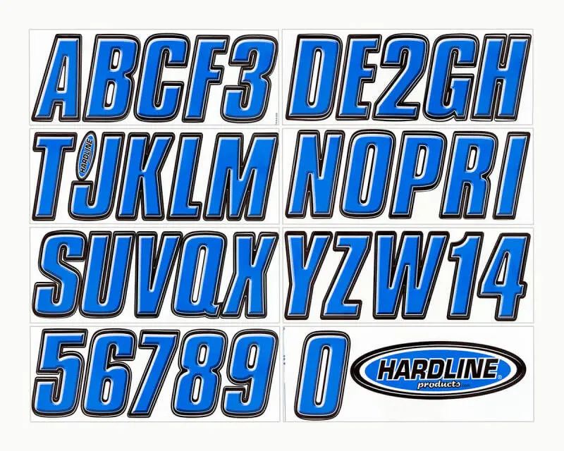 Hardline Boat Lettering Registration Kit 3 In. - 800 Blue/Black 1