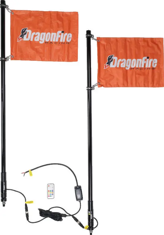 Dragonfire Racing Whips - 4Ft Spiral Led Black Pair 1