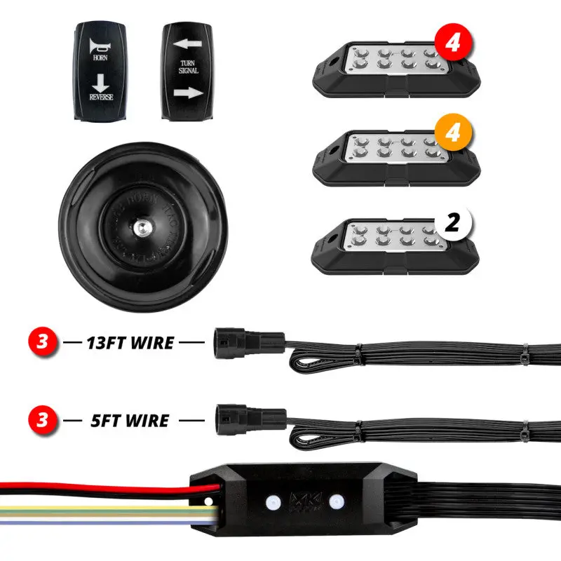 Xk Glow Advanced Utv Dot Street Legal Conversion Signal Light/Horn Kit - 2 White 4 Red 4 Amber Pods 1