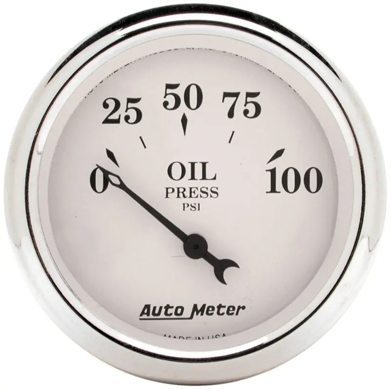 Auto Meter 2-1/16In 100Psi Electronic Oil Pressure Old Tyme White Gauge 1