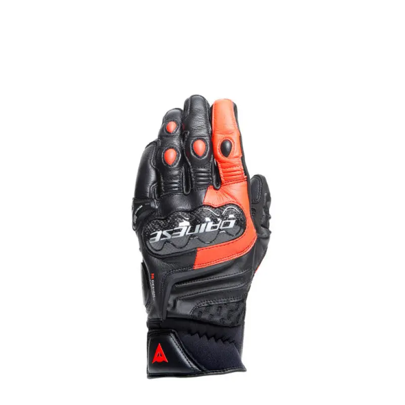 Dainese Carbon 4 Short Leather Gloves Black/Fluorescent Red - Medium 1