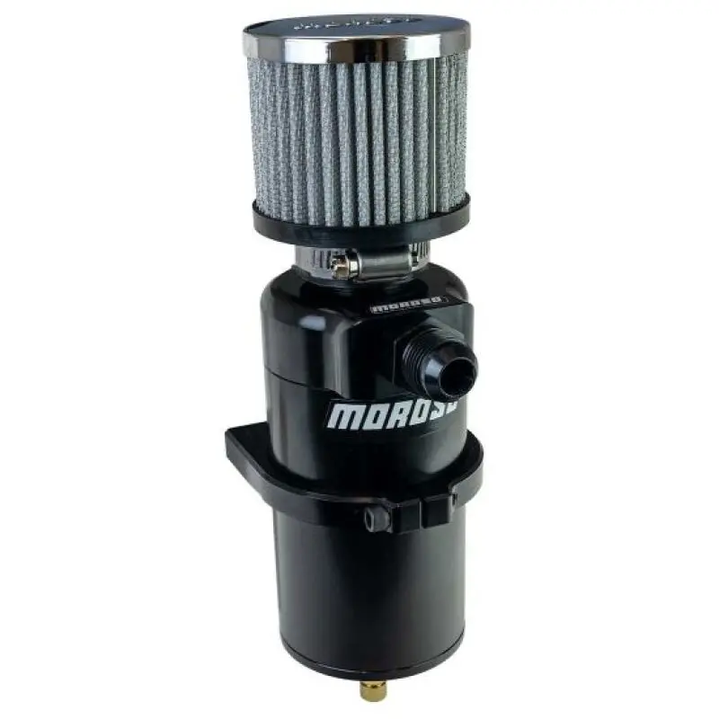 Moroso Single Inlet -10An Billet Breather Tank Catch Can - Black 1