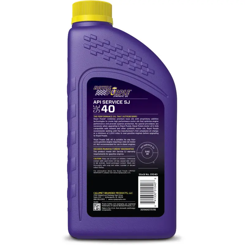 Royal Purple Premium Synthetic High Performance Straight-Grade Sae 40 Motor Oil - 1 Quart 1