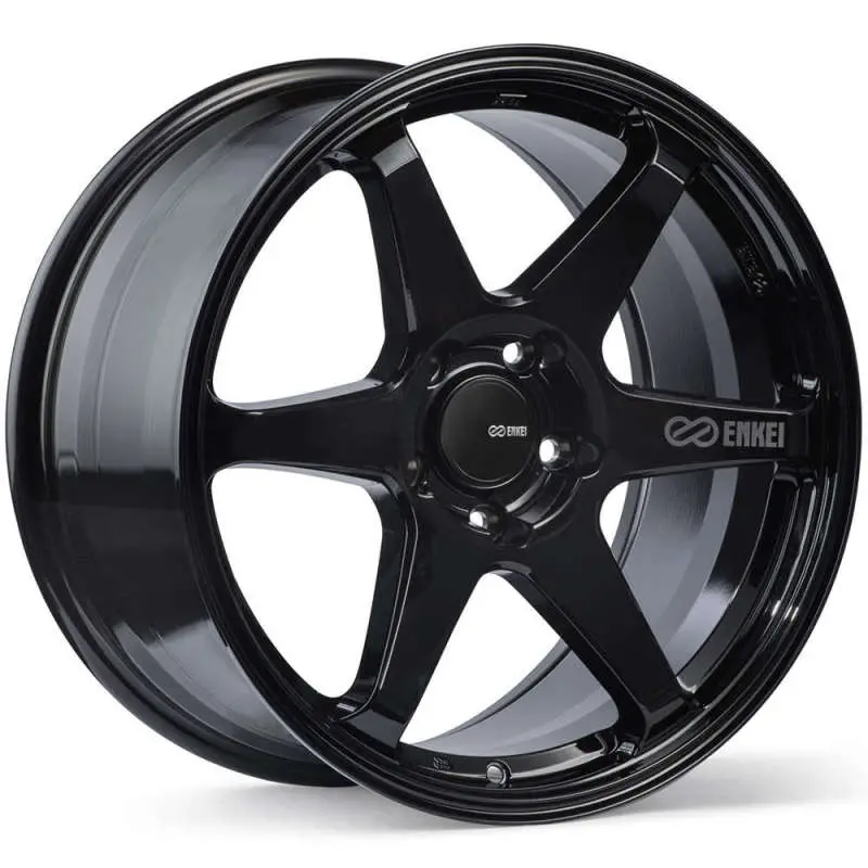 Enkei T6r 17X8 45Mm Offset 5X100 Bolt Pattern 72.6 Bore Gloss Black Wheel 1