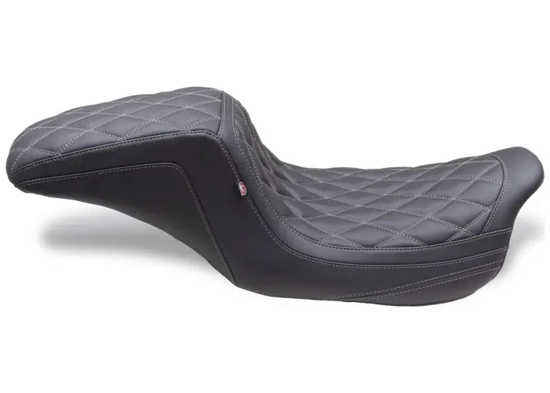 Mustang 08-24 Hd Fl Touring Double Diamond Squareback 1Pc Seat - Black W/ Grey Stitching 1