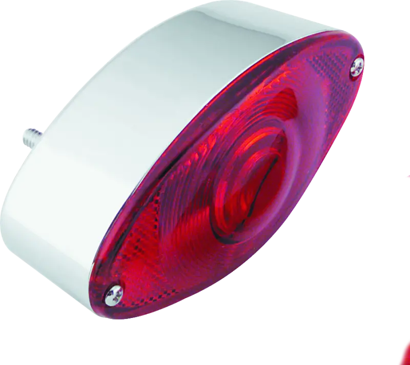 Bikers Choice Chrome Cat Eye Tail Lamp Assembly Red Lens Universal Custom 1