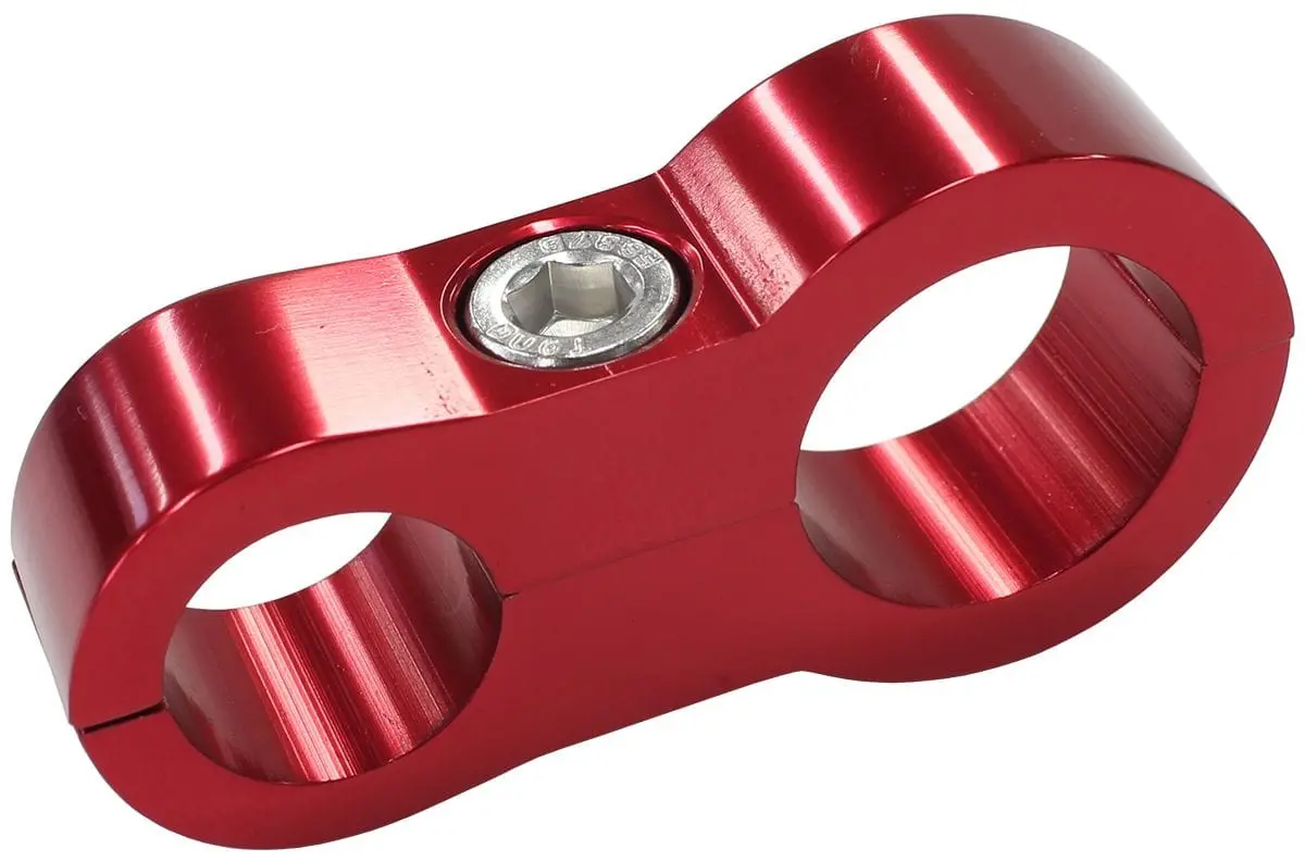 Af156-09-12R Stepped Billet Dual Hose Separator — Red-Anodized Aluminum 1