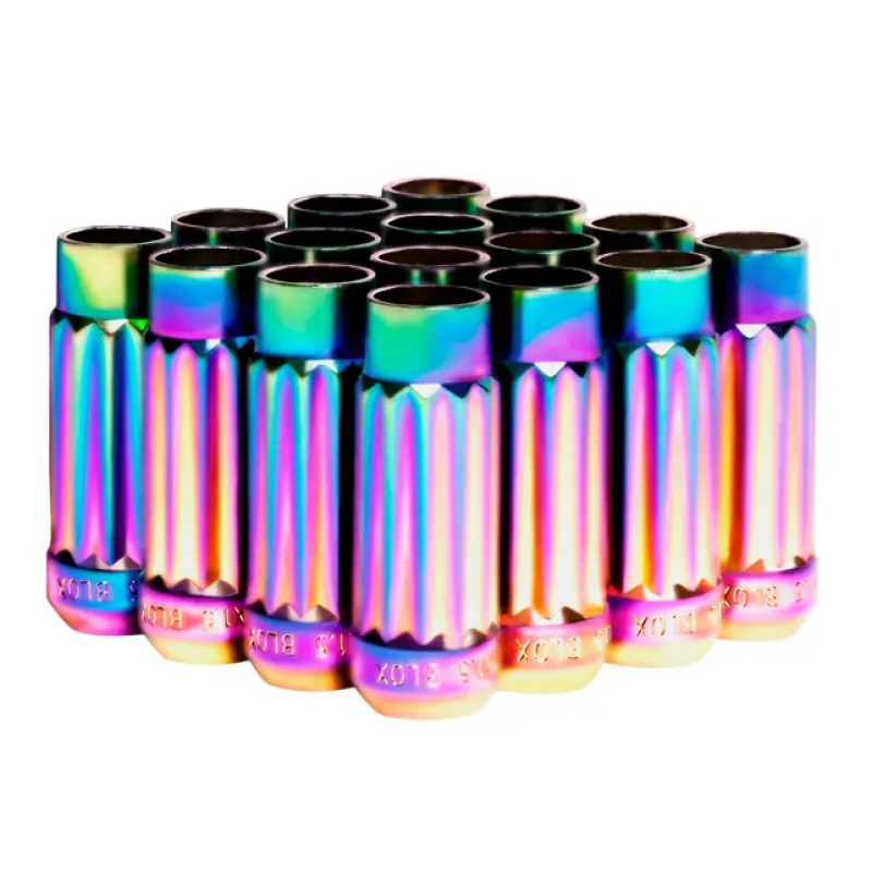 Blox Racing 12-Sided P17 Tuner Lug Nuts 12X1.25 - Neo Chrome Steel - Set Of 16 1