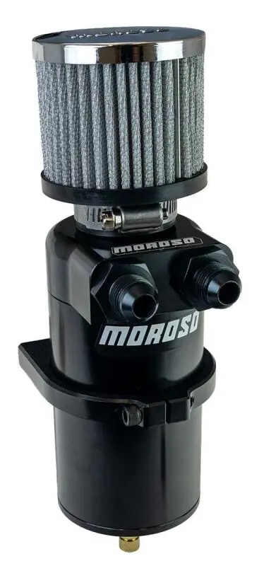 Moroso Dual Inlet -8An Billet Breather Tank Catch Can - Black 1