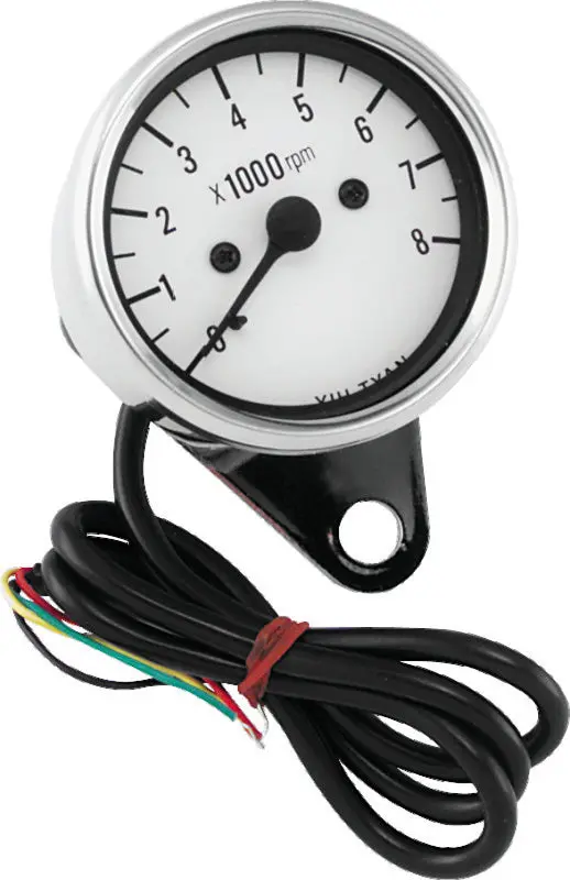 Bikers Choice 2.5 Inch Chrome Mini Tach Universal White Face 8000 Rpm 1
