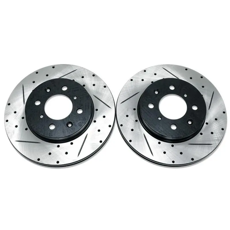 Blox Racing 90-01 Acura Integra (Excl Type-R) Front Slotted & Drilled Rotors - Pair 1
