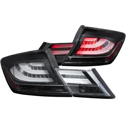 Anzo Led Taillights Black Housing W/ White Strip For 13-15 Honda Civic 1