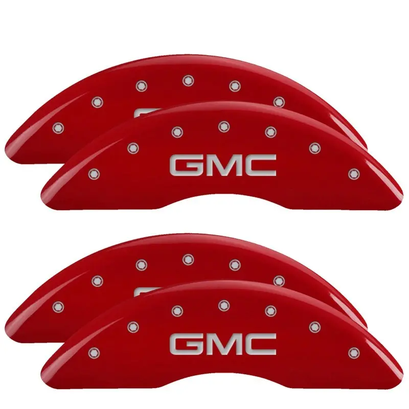 Mgp 4 Caliper Covers Engraved Front & Rear Gmc Red Finish Silver Ch 1