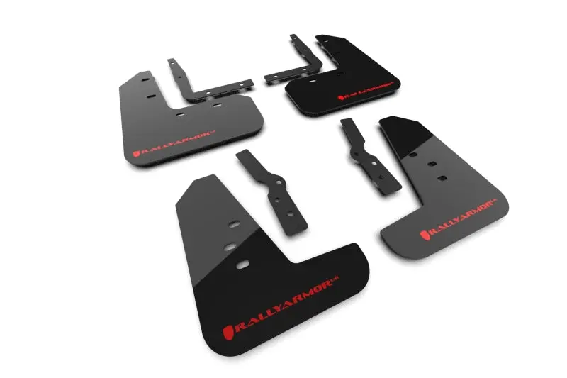 Rally Armor 2024+ Ford Mustang Black Ur Mud Flap W/ Red Logo 1