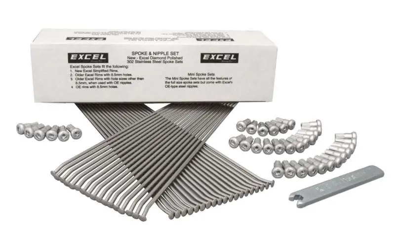Excel Rear Spoke/Nipple Set (W/ Wrench) - 8 Gauge / 36 Qty - Silver 1