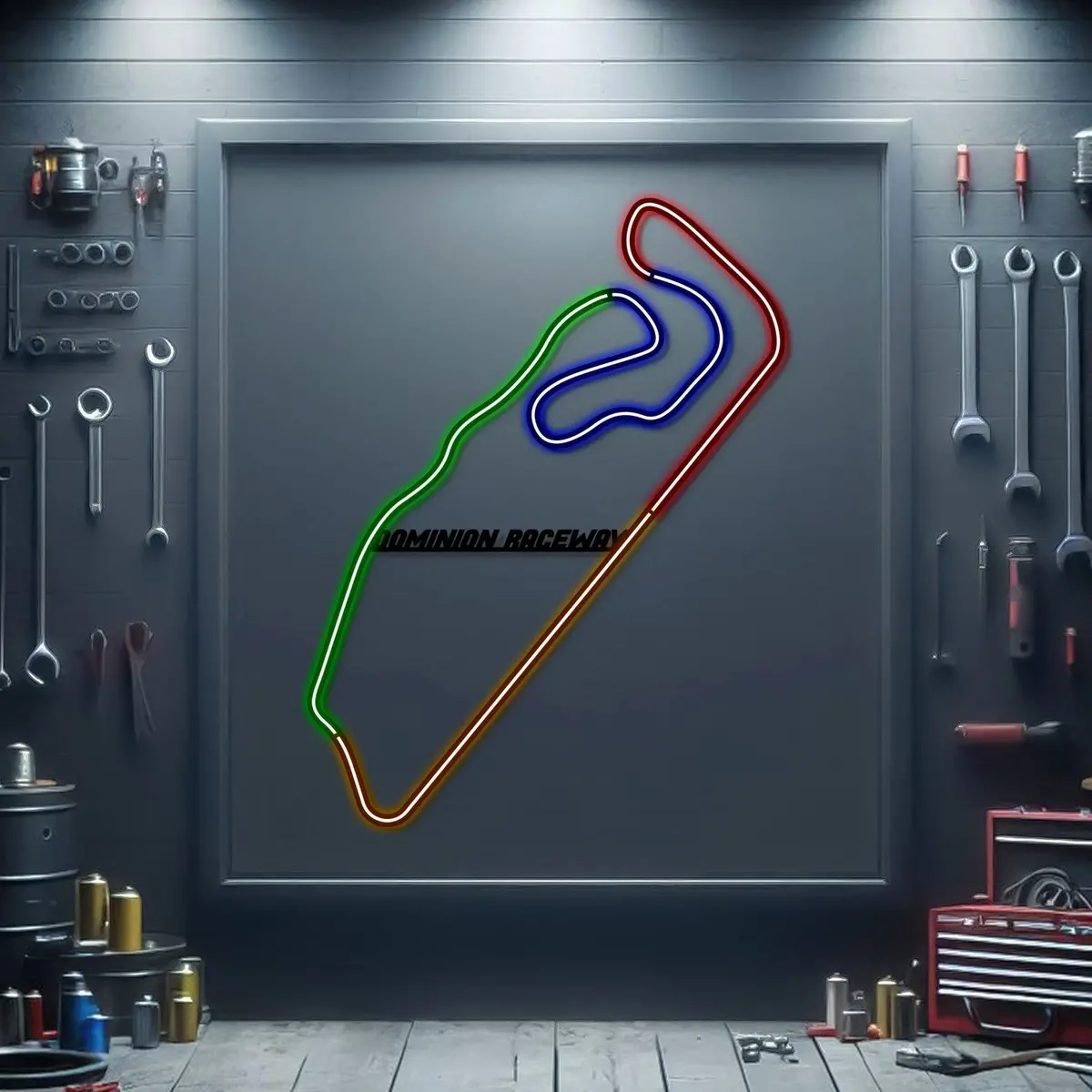 Dominion Raceway Metal Neon Race Track - Mtn0127 1
