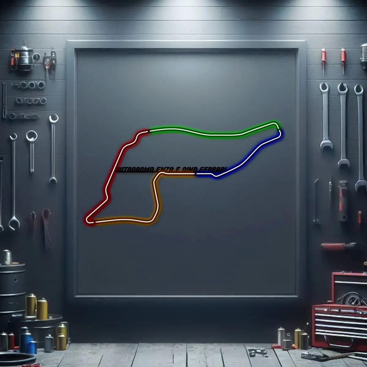 Autodromo Enzo E Dino Ferrari Metal Neon Race Track - Mtn0118 1