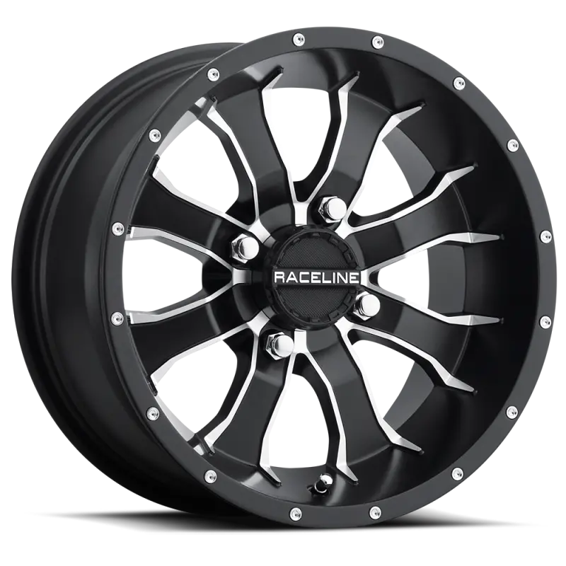 Raceline A77 Mamba 14X7in / 4X110 Bp / -47Mm Offset / 83.8Mm Bore - Black & Machined Wheel 1