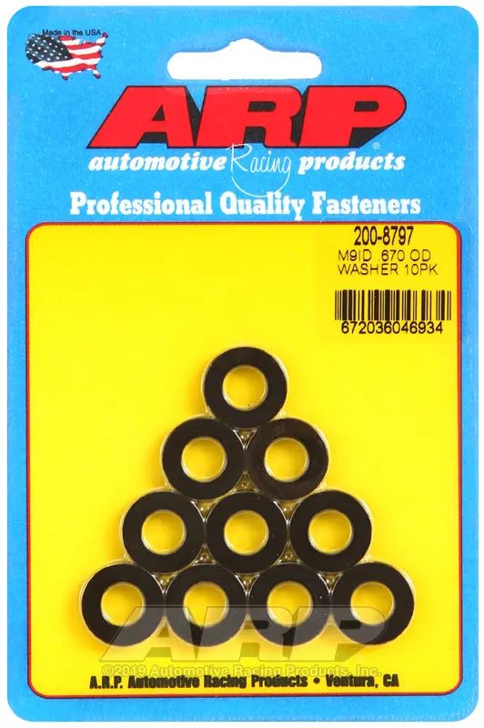 Arp M9 Id 0.670 Od Chamfer Black Washers (10 Pack) 1