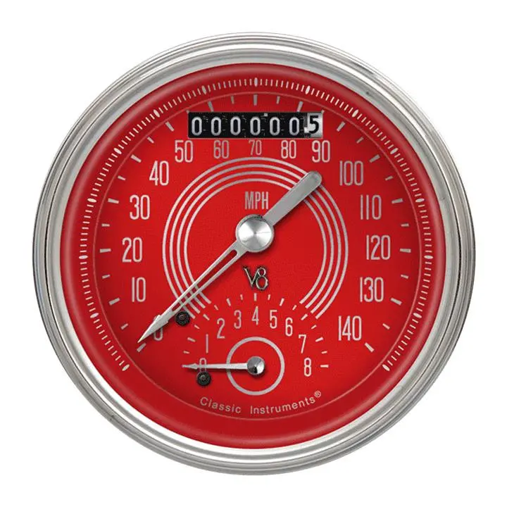 Classic Instruments V8 Red Steelie Gauge Collection – V8Rs20Shc 1