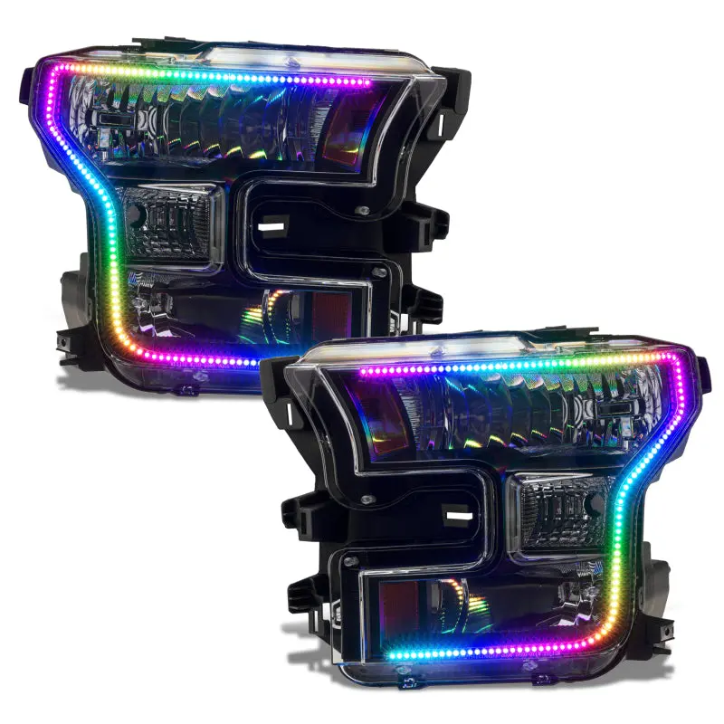 Oracle 15-17 Ford F-150 Dynamic Rgb+A Pre-Assembled Headlights Halogen - Blk Edition - 1