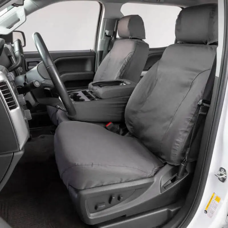 Covercraft 17-19 Chevrolet Silverado Polycotton Seatsaver Custom Front Row Seat Covers - Grey 1