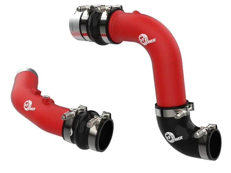 Afe 23-25 Ford F250/F350 Super Duty V8-6.7L Bladerunner Aluminum Hot & Cold Charge Pipe Kit - Red 1