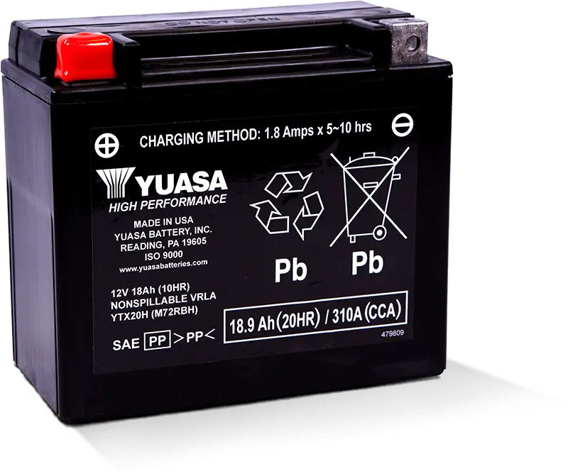Yuasa Ytx20h Maintenance Free Agm 12-Volt Battery 1