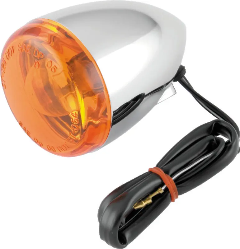 Bikers Choice Chrome Bullet Front Turn Signal Amber Lens Single Filament Replaces H-D 68885-00 1