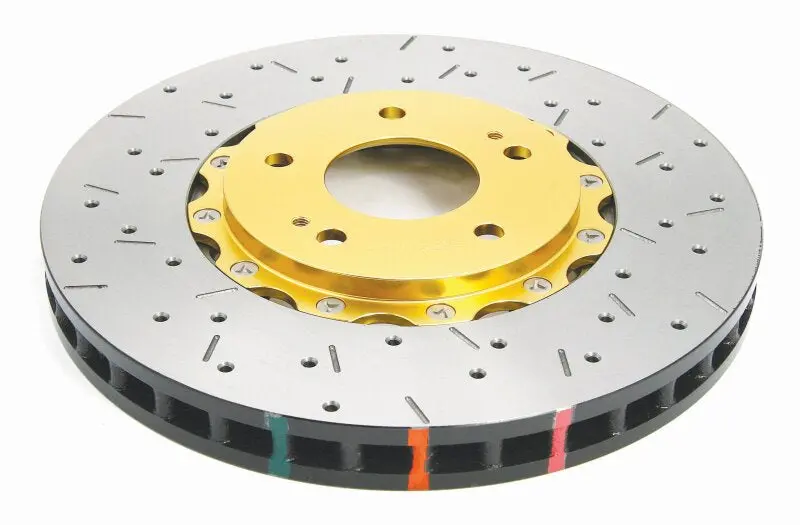 Dba 03-05 Evo 8/9 Front Drilled & Slotted 5000 Series 2 Piece Rotor Assembled W/ Gold Hat 1